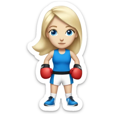 Blonde girl, white skin, blue eyes in activewear boxing  sticker