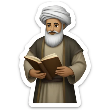 Nizami Ganjavi persian medieval author with a book in hands and black beard sticker