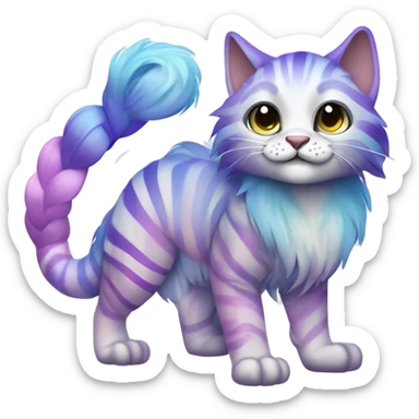 Colorful pastel vernid fantasy creature LiLaiRa Kamirah Falvie whiskers paws full body purple blue gradient stripes braided tail feline sticker