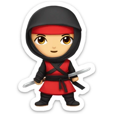 A chibi kawai Ninja with red headband sticker