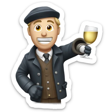 Drunken postman in snow drinking from wine decanter sticker