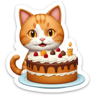 Happy cat eats big cate sticker