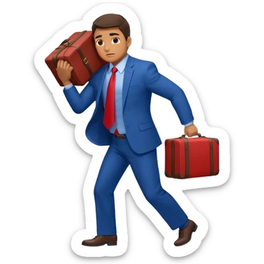 business man in a blue suit and red tie carry heavy weight on his shoulders sticker