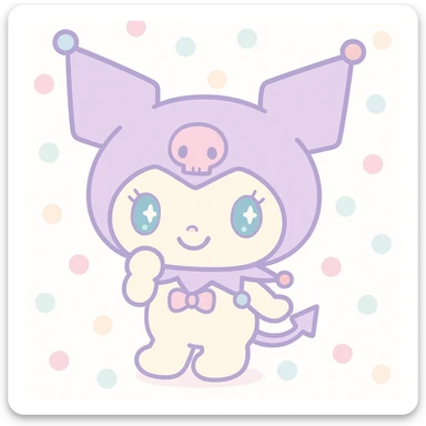 Kuromi character, cute mischievous style, full body, simple background sticker