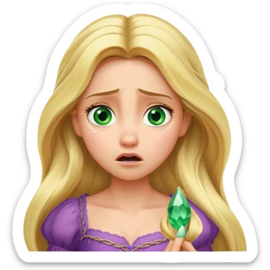 tangled disney rapunzel fair skin green eyes blonde hair horrified sticker