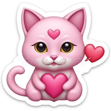 GATITA ENAMORADA CON UN MOÑO CON OJOS DE CORAZON  sticker