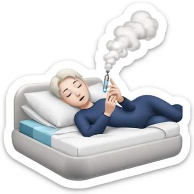 lazy laying in bed and smoke iqos sticker