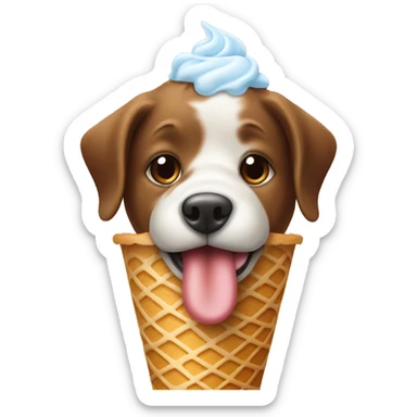 A dog eating ice cream on the beach sticker