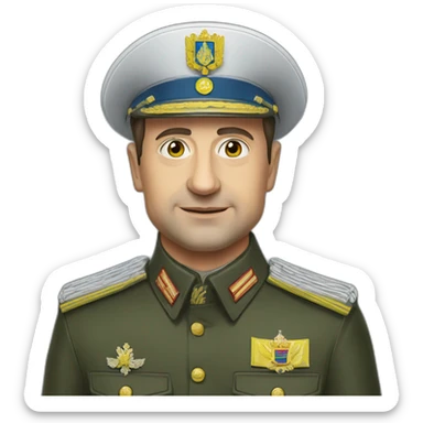 President of Ukraine Zelensky in military clothes sticker