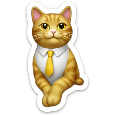 cat secretary sitting on top of the gold cloud sticker