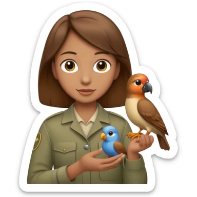 Zookeeper with brown hair with bird sticker