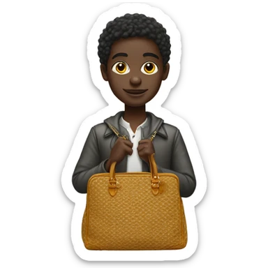 A young darkskinned person with a Goyard bag full of money  sticker