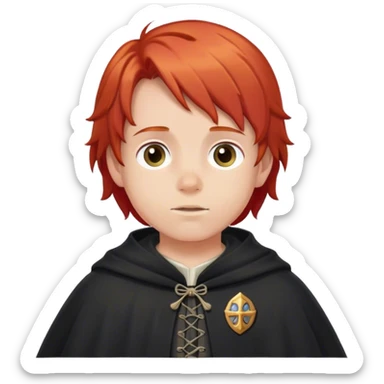 boy red hair in pilgrim medieval cloak without hat sticker