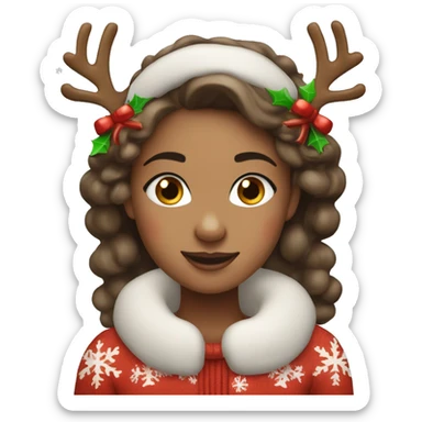 Girl wearing Christmas ￼￼reindeer antlers  sticker