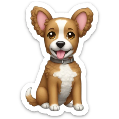 Brown little poodle and Corge cardigan sticker