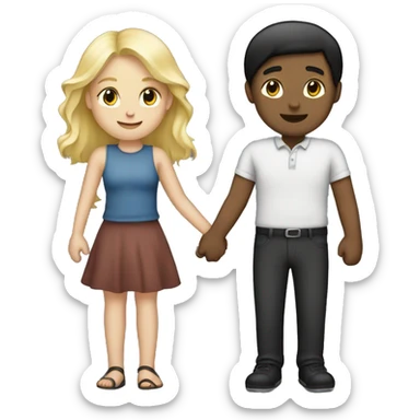 Blonde hair girl holding hands with black haired boy sticker