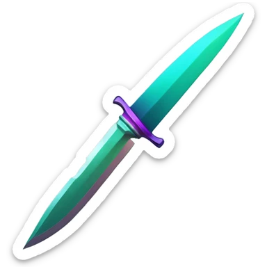 45° angle Aurora borealis purple teal lime green dagger knife sword sticker