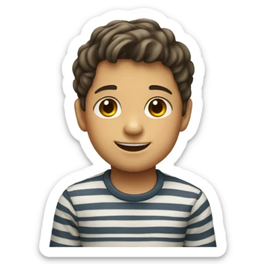 smiling boy in striped shirt sticker
