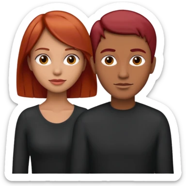 Mujer flaca con cabello mediano color rojo color de piel media, hombre de color medio moreno con cabello color negro, flaco sticker