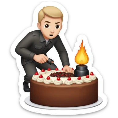 Guy sneaking a bomb into cake sticker