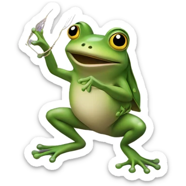 A frog using a lasso to catch a fly  sticker