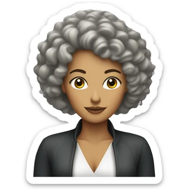 a woman with a hair-drying perm sticker