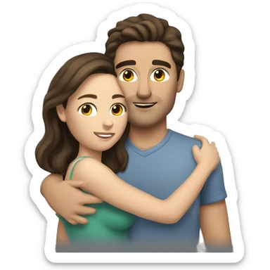 Caucasian brunette couple cuddling  sticker