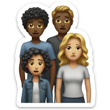 Group of sad people  standing sticker