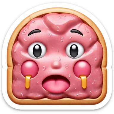 kawaii crying EMOJI made of SPAM MEAT sticker