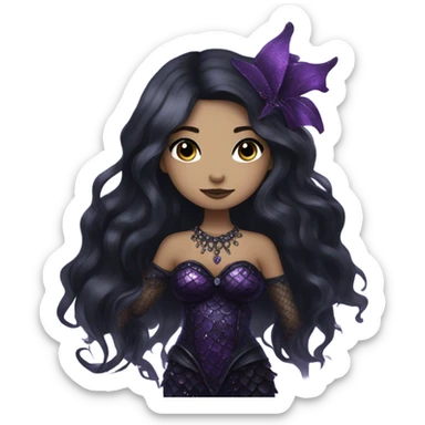 goth mermaid hime girl sticker