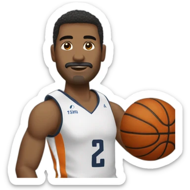 pelado jugando baloncesto sin bigotes sticker