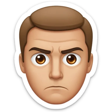 stern serious face with furrowed brow sticker
