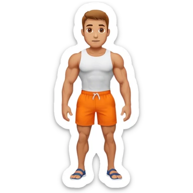 calves muscles male wearing orange shorts sticker