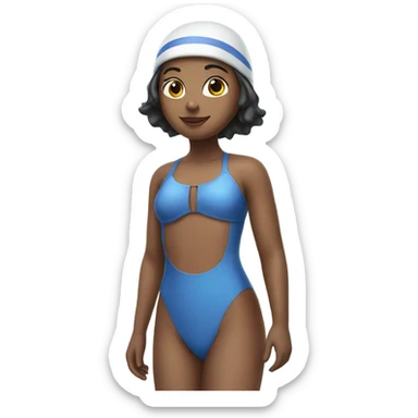 Girl in a swim cap and swimsuit sticker