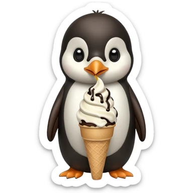 Baby penguin eating ice cream cone  sticker
