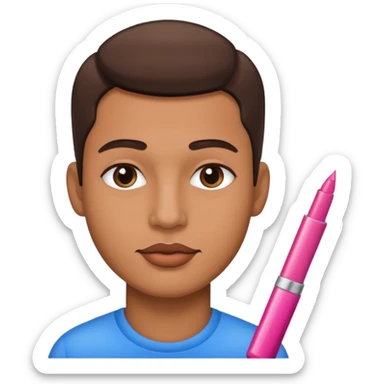 Man with lip gloss on and makeup sticker