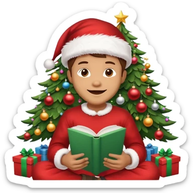 create a realistic emoji of a logistic woke. He sits under a christmas tree sticker