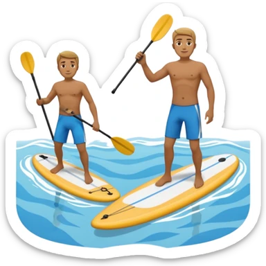 paddleboarding buddies  male wafer 2 paddle boards sticker