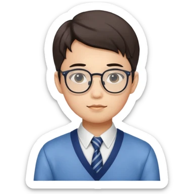 Small omega male Asian with glasses and preppy outfit  sticker