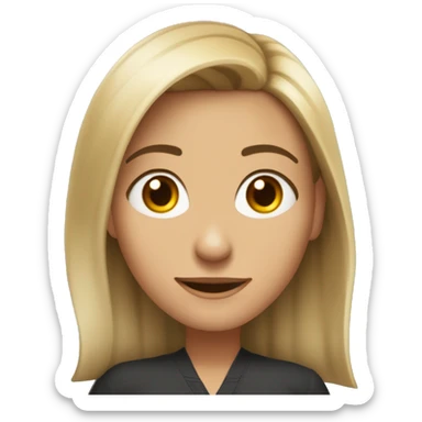 Una profesora morena con el pelo largo un septum de aro finito y una sonrisa saludando sticker