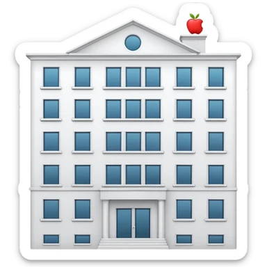 white apartment building, apple emoji style sticker