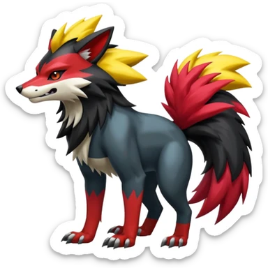 Shiny furry Badass cool Zeraora-Zoroark-Obstagoon-fusion sticker