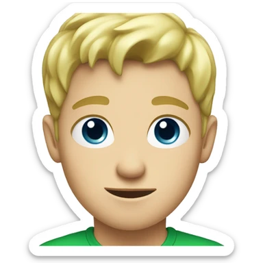 Blue eyed blonde boy in green shirt sticker