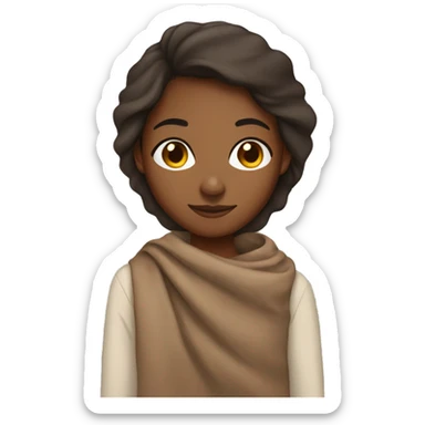 Brown girl with duvet around her shoulders sticker