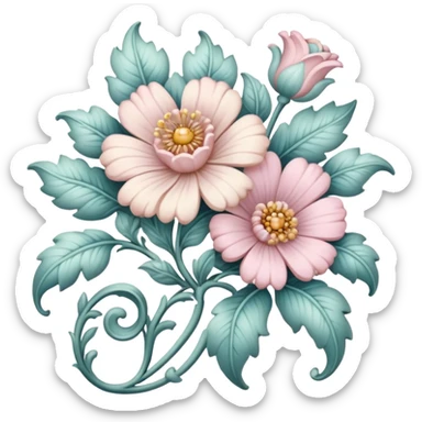 rococo flower in pastel colors sticker