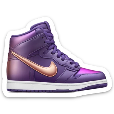 Realistic pair of metallic dark purple to rose gold ombre Nike Sneakers Toe facing front. sticker