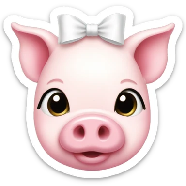 Cute Pink girl pig with a white bow  sticker