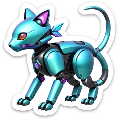  exotic tropical iridescent cyber-Protogen-Fakémon-Pokémon-Vernid-robot-feline-creature sticker