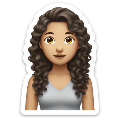 asian girl with brown long curly hair sticker