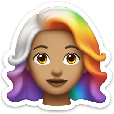Beautiful white woman with fire rainbow ombré hair sticker